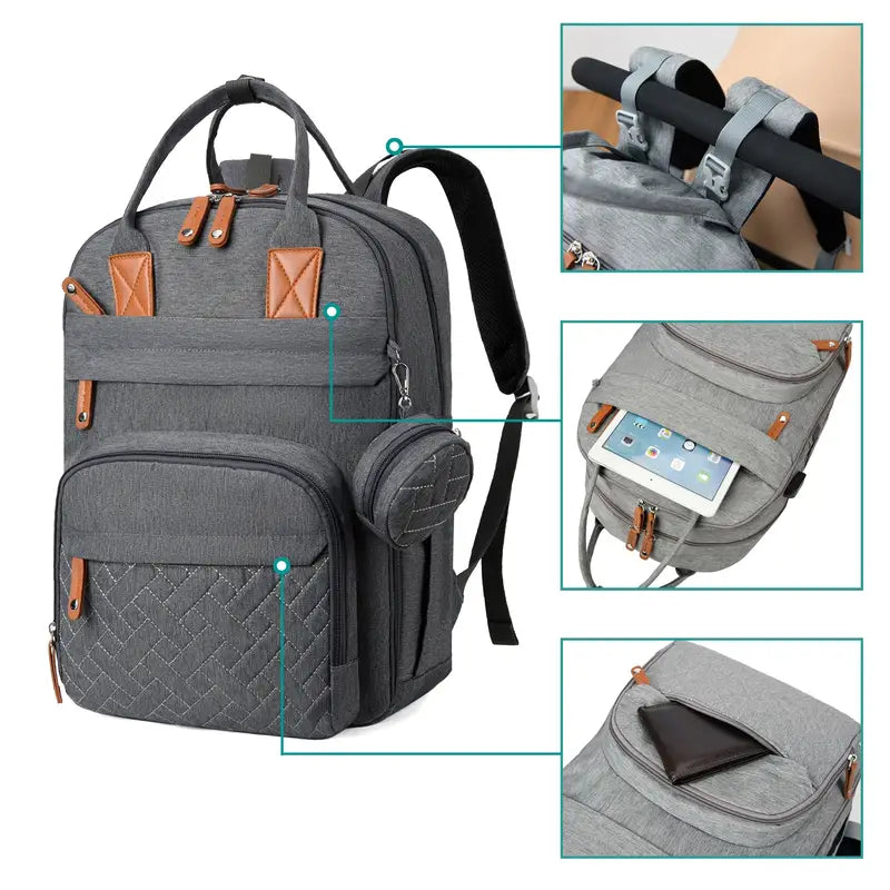 Large Multifunctional Soft Shell Baby Backpack Nappy Bag - 6 Colours Available